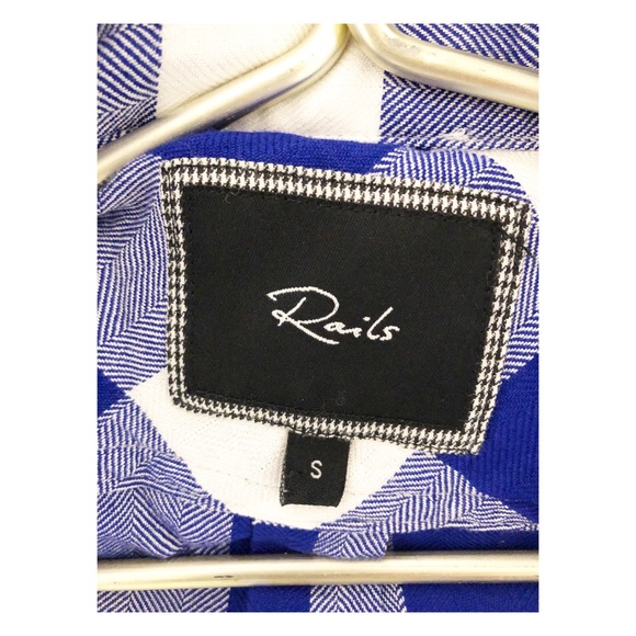 Rails Blue Buffalo Check Button Down Long Sleeve Shirt Y2K Size S lightweight - Picture 4 of 5